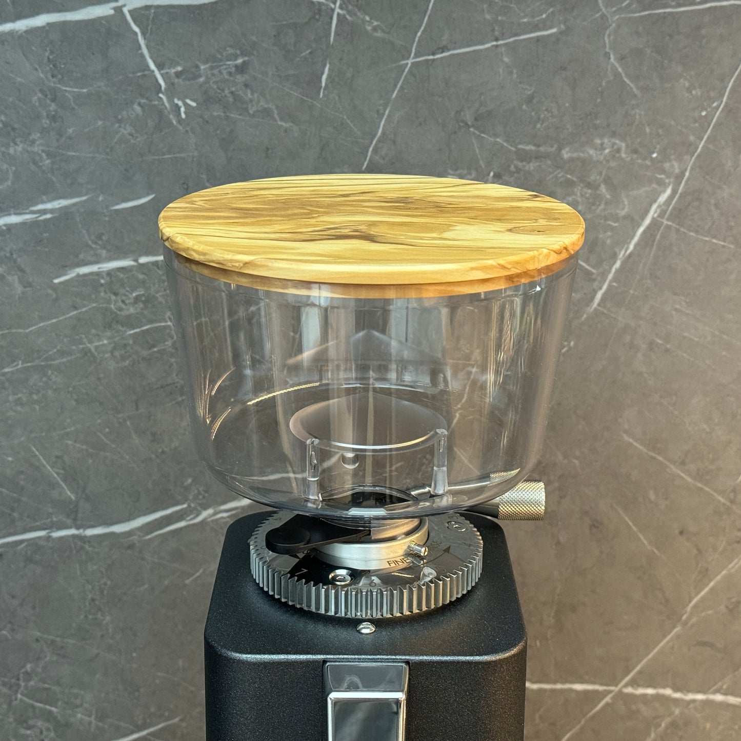 Mühlendeckel Olivenholz - ECM mit 500g Bohnenbehälter