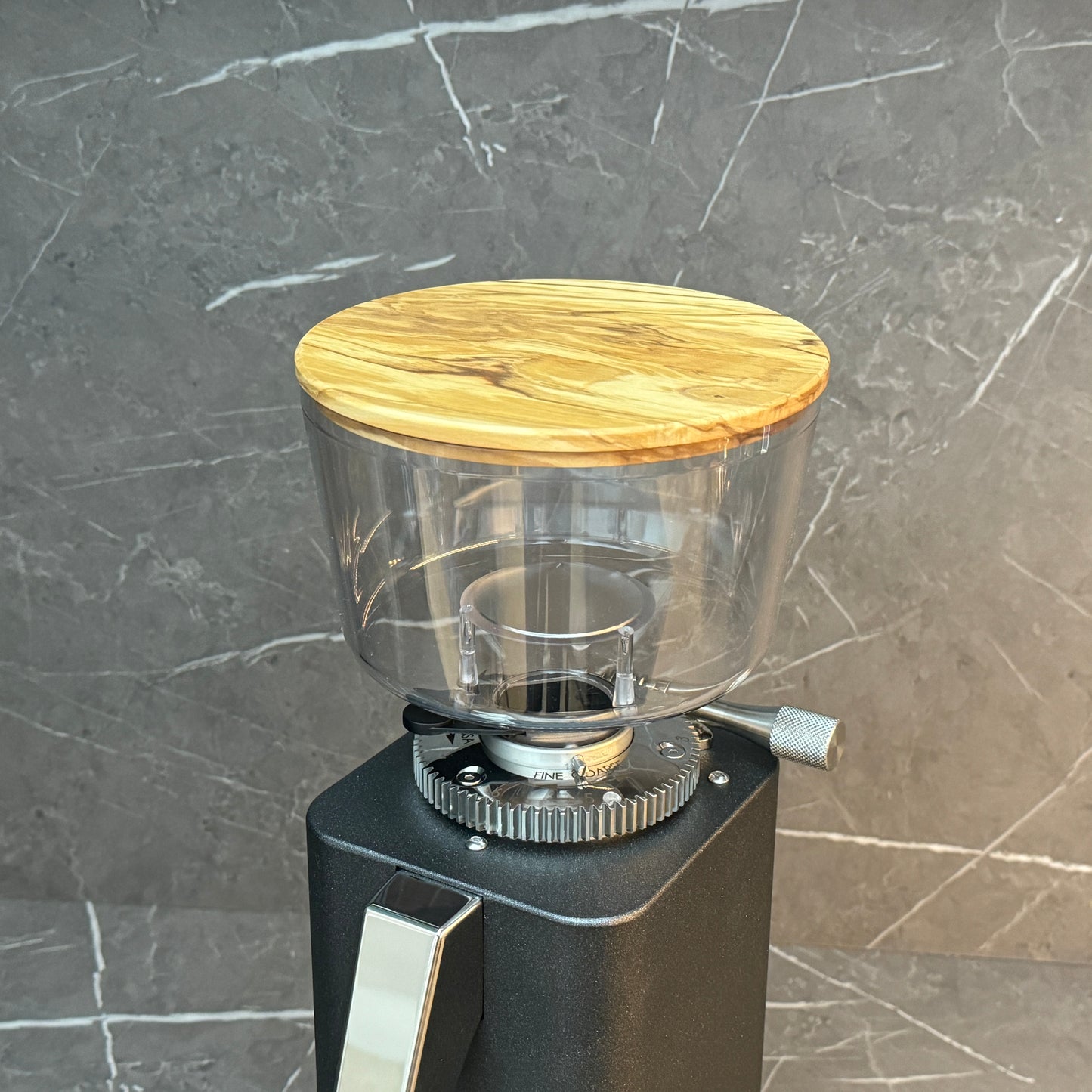 Mühlendeckel Olivenholz - ECM mit 500g Bohnenbehälter